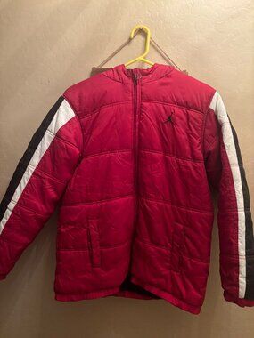 Jordan Puffer Jacket Youth XL (20) - Red Hooded Boys Winter Coat